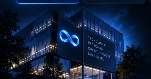 Representación conceptual de una sede tecnológica Infinity 360°